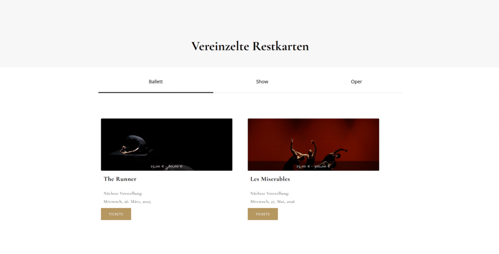 Ticketshop Widget für Vereinzelte Restkarten