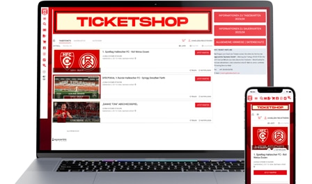 Online Ticketshop des HFC auf Desktop un Smartphone