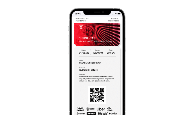 Mobile tickets of the Hallescher FC on a smartphone