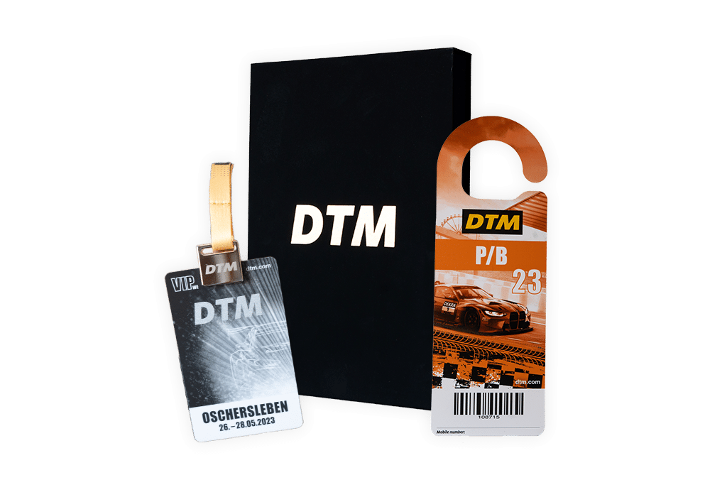 Hospitality-Material der DTM 2023: VIP Karten mit exklusiver Box und Parkticket
