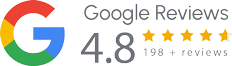 Google Logo mit der 4,8 Sternebewertung von egocentric Systems