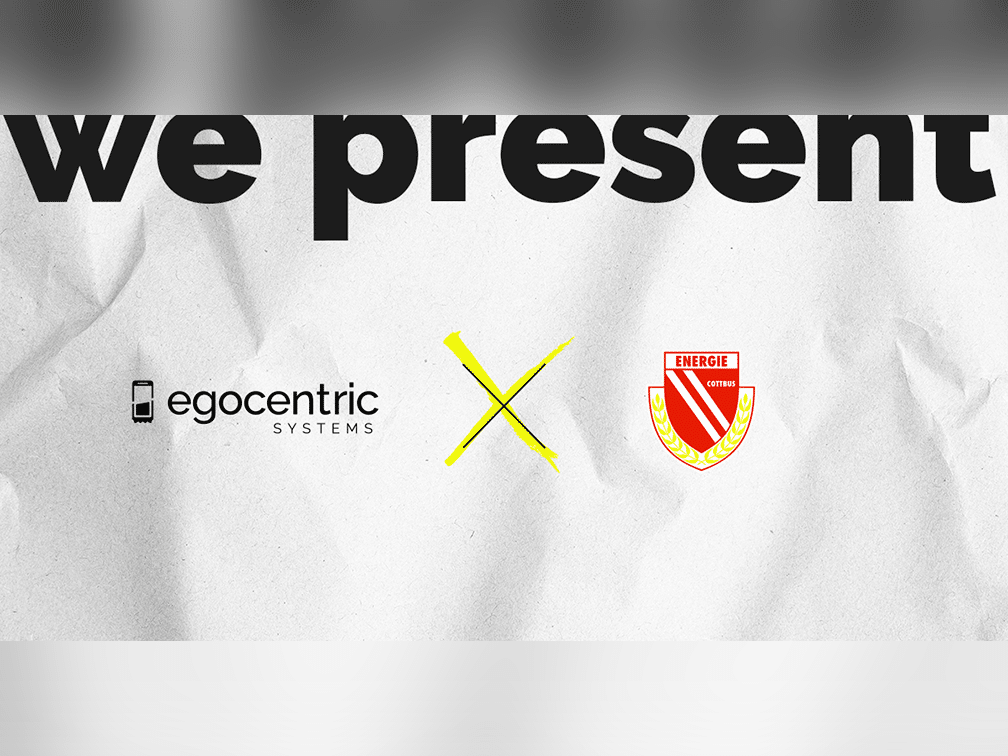 Gemeinsame Darstellung des FC Energie Cottbus und egocentric Systems Logos als Symbol der neuen Partnerschaft