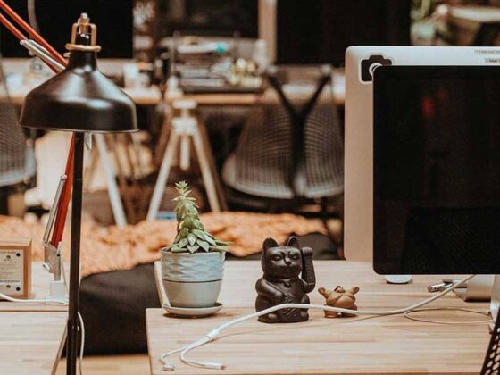 Work place with fun accessories