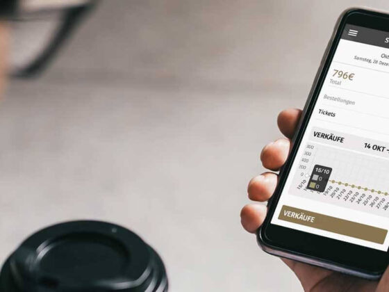 Smartphone with ticketing sales dashboard