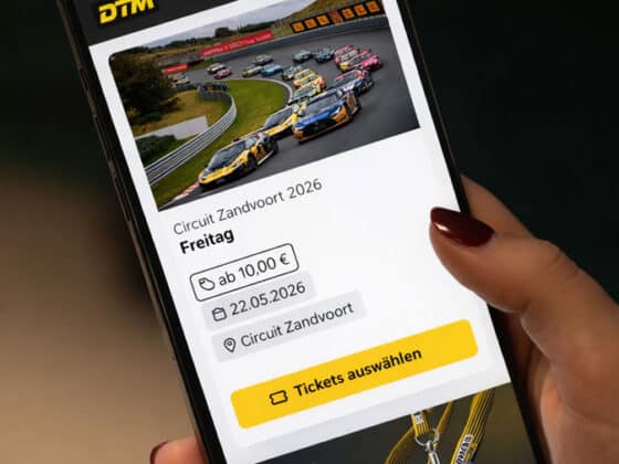 Ausschnitt des DTM Ticketshops auf einem Smartphone.